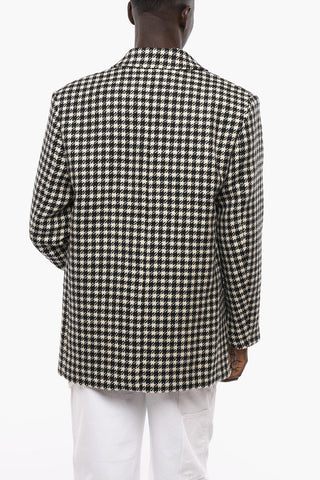 Wool Tweed Coat with Pied-de-poule Pattern