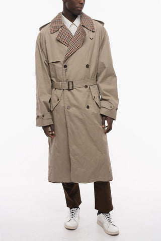 UNISEX Cotton Reversible Trench with Pied-de-poule Internal Wool