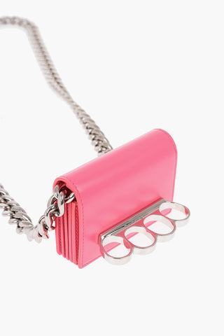 Portacarte FOUR RING in Pelle con Tracolla a Catena