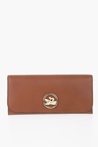 Leather Continental Wallet with Golden Detail