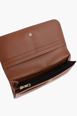 Leather Continental Wallet with Golden Detail