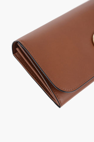 Leather Continental Wallet with Golden Detail