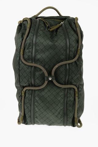 Basket Wave Motif Nylon Duffel Bag with Shoulder Strap