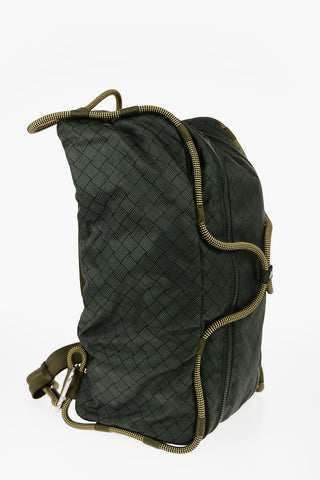 Basket Wave Motif Nylon Duffel Bag with Shoulder Strap