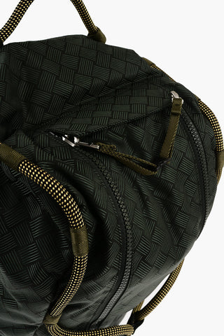 Basket Wave Motif Nylon Duffel Bag with Shoulder Strap