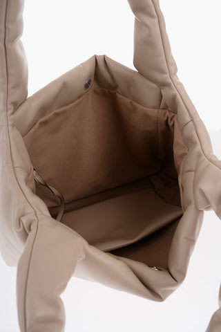 Faux Leather Puffy Tote Bag
