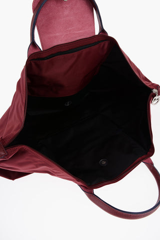 Solid Color LE PLIAGE Handbag with Leather Trims
