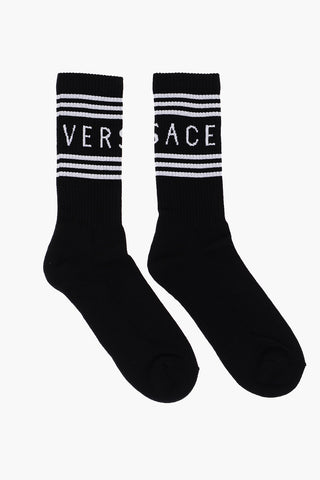 Cotton Blend Socks with Contrasting Logo