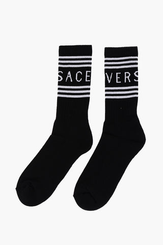 Cotton Blend Socks with Contrasting Logo
