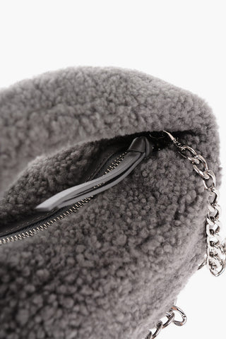Real Fur Mini Handbag with Removable Chain Shoulder Strap