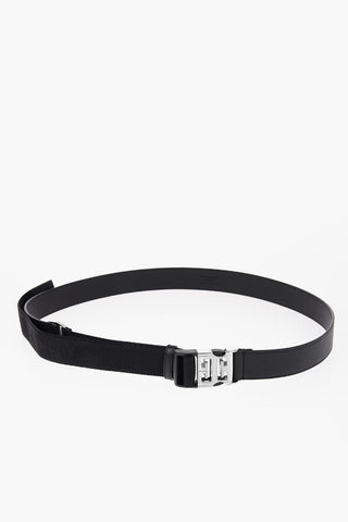 Textured Leather Belt with Monogram Buckle 40mm