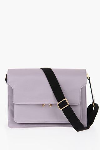 Solid Color Crossbody Bag with Leather Trims