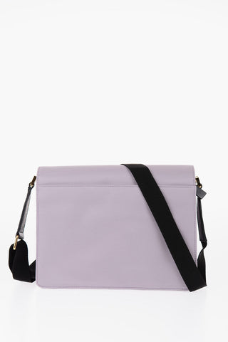 Solid Color Crossbody Bag with Leather Trims