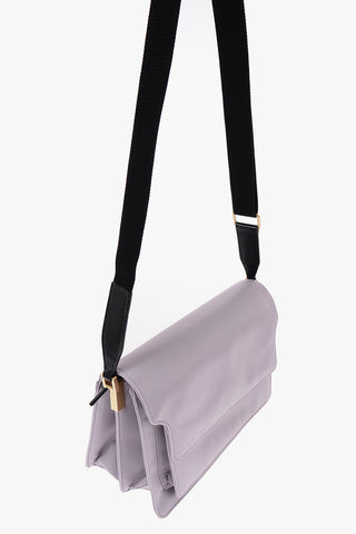 Solid Color Crossbody Bag with Leather Trims