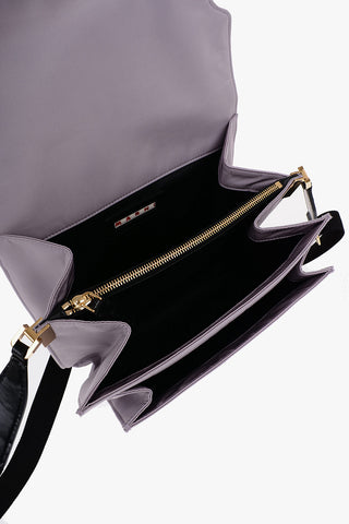 Solid Color Crossbody Bag with Leather Trims