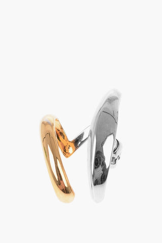 Silver and Golden-Effect Single Hoop Earring