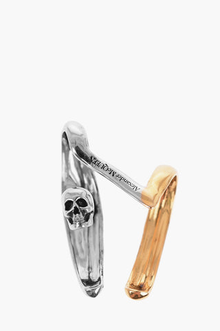 Silver and Golden-Effect Single Hoop Earring
