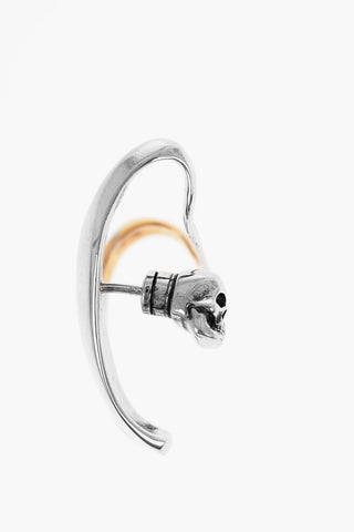 Silver and Golden-Effect Single Hoop Earring