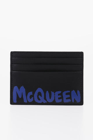 Leather Card Holder with Maxi Logo-Print
