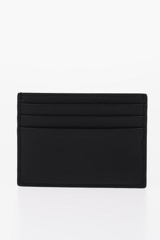 Leather Card Holder with Maxi Logo-Print
