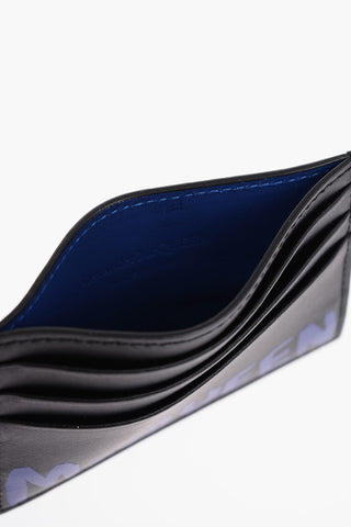 Leather Card Holder with Maxi Logo-Print