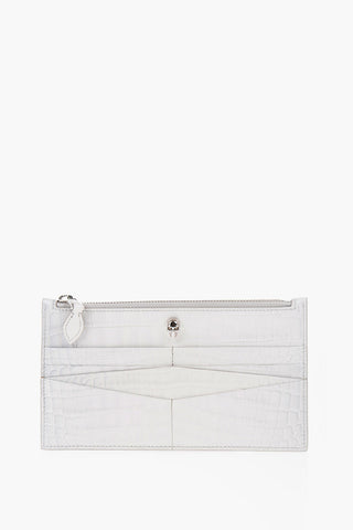Crocodile Effect Leather Wallet with Silver Skull
