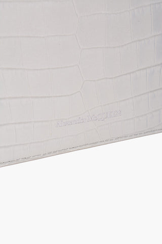 Crocodile Effect Leather Wallet with Silver Skull