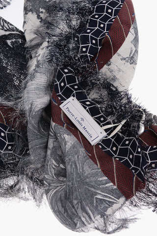 Printed Silk Foulard with Fringes