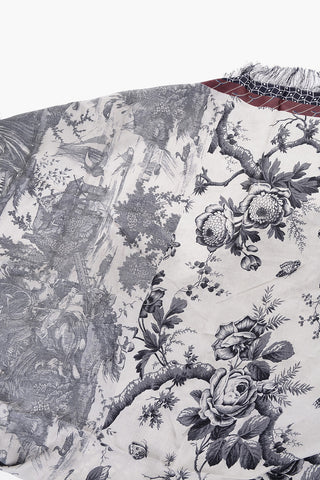 Printed Silk Foulard with Fringes