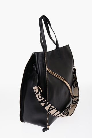 Faux Leather Tote Bag with Chain Detail and Removable Shoulder Strap