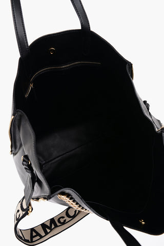 Faux Leather Tote Bag with Chain Detail and Removable Shoulder Strap