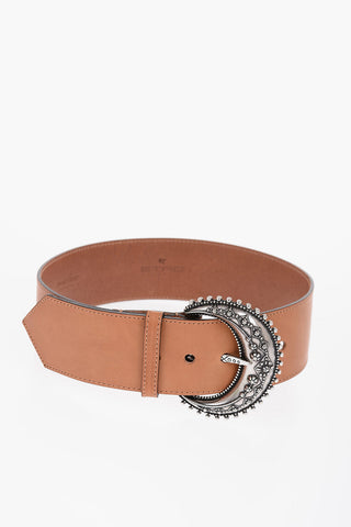 Leather Belt with Maxi Buckle 65mm
