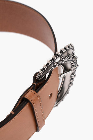 Leather Belt with Maxi Buckle 65mm