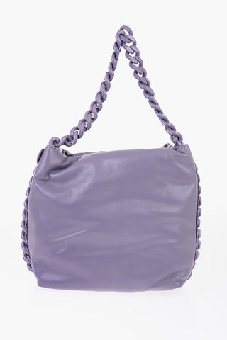 Faux Leather Puffy Tote Bag with Chain Embellished