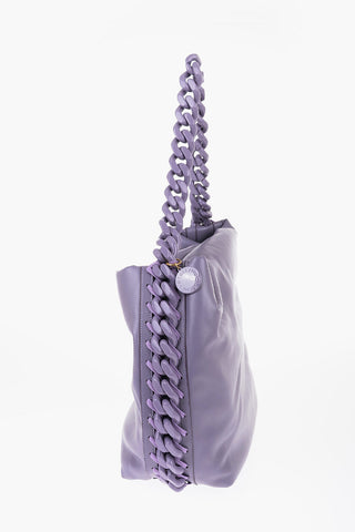 Faux Leather Puffy Tote Bag with Chain Embellished