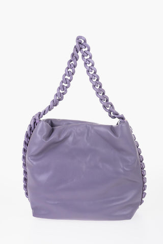 Faux Leather Puffy Tote Bag with Chain Embellished