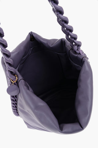 Faux Leather Puffy Tote Bag with Chain Embellished