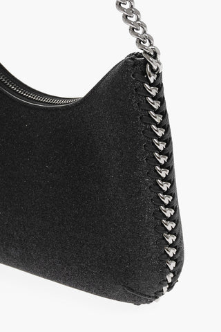 Glittered Faux Leather FALABELLA Shoulder Bag with Silver-Tone Chain