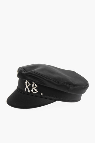 Rhinestone-embellished Satin Baker Boy Hat