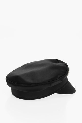 Rhinestone-embellished Satin Baker Boy Hat