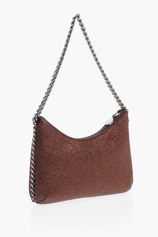 Glittered Faux Leather FALABELLA Shoulder Bag with Silver-Tone Chain