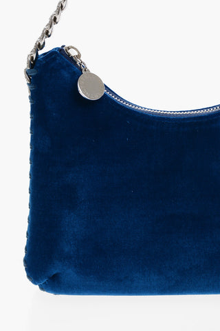 Velvet FALABELLA Shoulder Bag with Silver-Tone Chain Embellished by Rhinestone