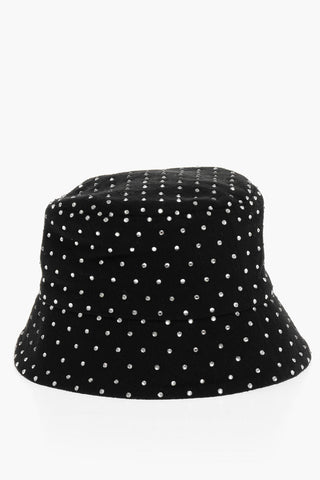 Wool Bucket Hat with Rhinestone Embellishment