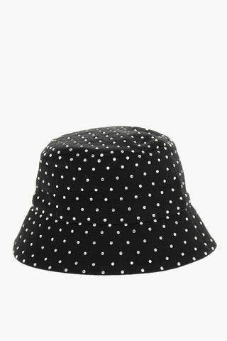 Wool Bucket Hat with Rhinestone Embellishment