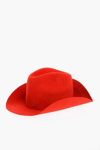 Solid Color Felt Cowboy Hat with Embossed Logo