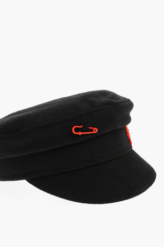 Cappello Baker Boy in Lana con Dettagli a Contrasto 
