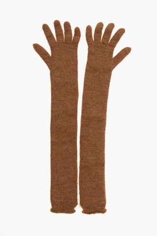 Solid Color Mohair Blend Long Gloves
