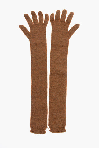 Solid Color Mohair Blend Long Gloves
