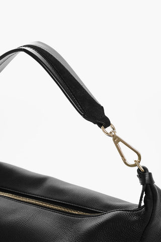 Textured Leather NAHIR Shoulder Bag with  gold metal trim