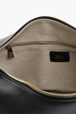 Textured Leather NAHIR Shoulder Bag with  gold metal trim